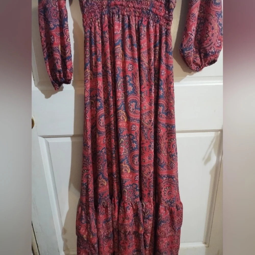 Anthropologie Boemo  Long Sleeve Paisley Maxi Dress Size Medium - Picture 7 of 8